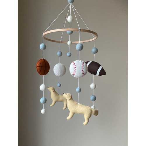 sport baby mobile/ Dog mobile nursery/ felt Baby mobile boy/ sport nursery mobile/ baseball  baby mobile/ sports mobile/ Crib mobile