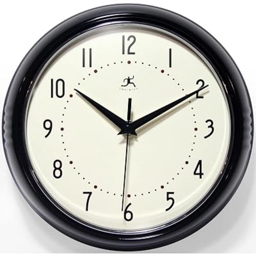 Infinity Instruments LTD. Retro 9 inch Silent Sweep Non-Ticking Mid Century
