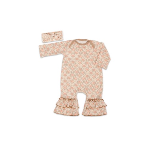Ruffle Romper & Head Wrap Set, 0-3M
