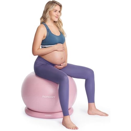 Momcozy BirthEase Pregnancy Ball Set, Birthing Ball with App Full-Journey Courses, BPA-Free PVC & Anti Burst Exercise Yoga Ball for Maternity, Labor, Physio, Recovery