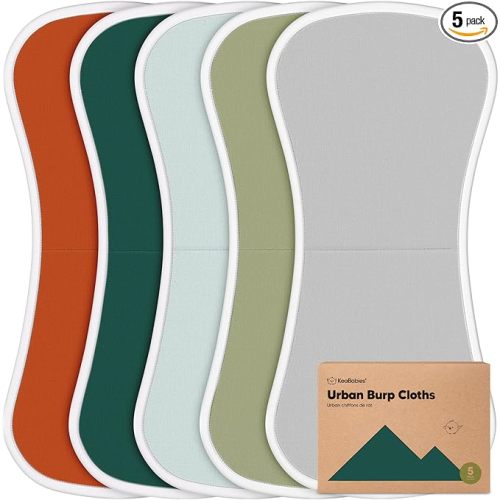 Organic Burp Cloths Baby Boy & Girl - 5-Pack Super Absorbent Cotton Burping Cloths for Babies, Soft & Plush Newborn Spit Up Rags, Infant Towels for Milk Spit Up, Unisex, Large 21" x 10" (Hunter)