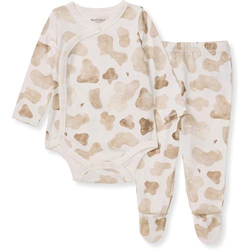 Burt's Bees Baby baby-boys Bodysuit and Pant Set, 100% Organic Cotton - 6-9 Months - Hummus