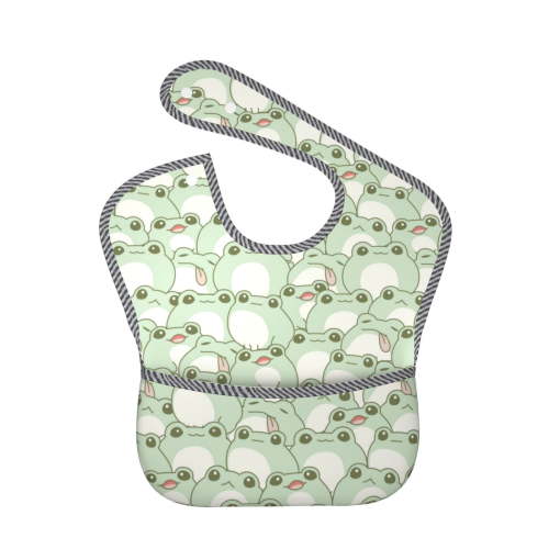 Hirioo Cute Frog for Baby Waterproof Pocket Bib Adjustable Closed for Babies Toddlers with Large Pocket 6-24Months