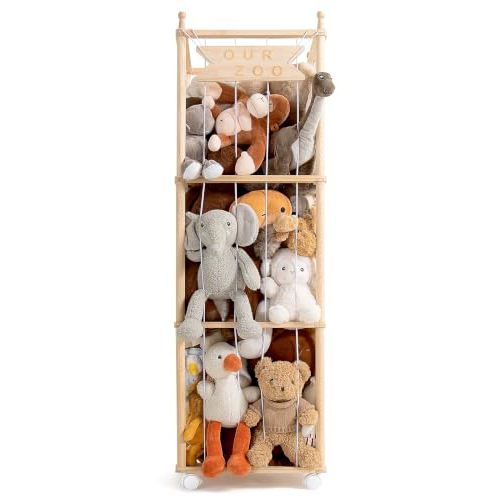 Mloong Stuffed Animal Storage,54in Wood Zoo Cage, Large Plush Toy Organizer | Space Save Toy Organizer, Extra Large Capacity Plush Toy Cage,Stuffed Animal Holder,Gift for Nursery Playroom Kidroom Bedroom