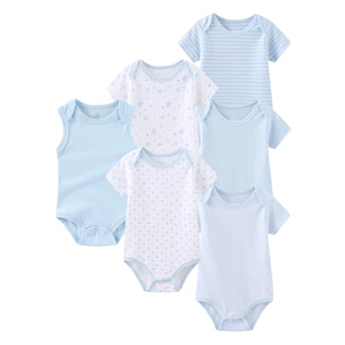 BABYSOLIS 6 Pack Unisex Baby Boy Girl Rompers 0-12months Infant Short Sleeve Bodysuits New Born Soft Cotton One-Piece Clothes