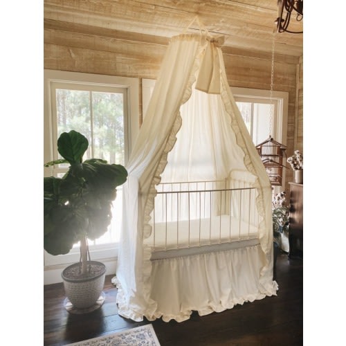 Ivory Ruffled Crib Canopy Set | High Cotton Textile