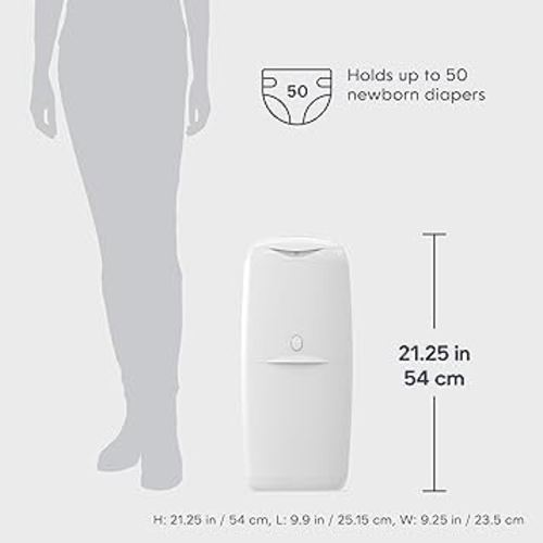 Diaper Genie Compact Pail Includes 1 Starter Square Refill That can Hold up to 165 Newborn-Sized Diapers.
