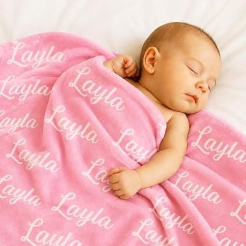 DayOfShe Mantas personalizadas con nombre para niñas y niños, manta de baby shower, regalos personalizados con nombre para adolescentes, niñas, nietos, rellenos de calcetines de Navidad