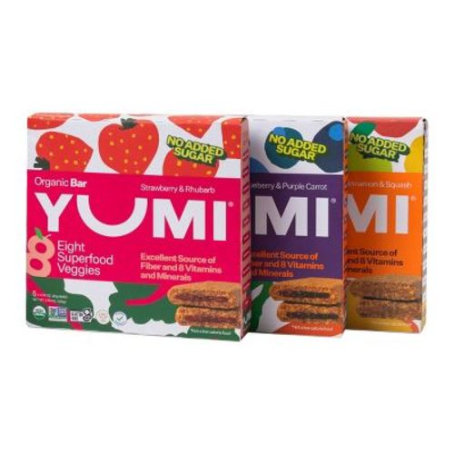 YUMI Organic Baby Snack Bars Blueberry & Purple 3.7oz/5ct + Strawberry and Rhubarb 3.7oz/5ct + Apple and Cinnamon Squash 3.7oz/5ct