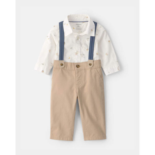 Baby Boy 2-Piece Easter Bunny Bodysuit & Suspender Pant Set - Cream/Khaki | Carter's