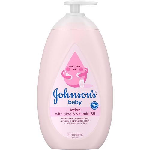 Johnson's Baby Lotion with Coconut Oil, Aloe Vera & Vitamin B5, 72 HR Hydration, Skin Moisturizer, Hypoallergenic, Safe for Newborn, Protects From Dryness & Strengthens Skin, 27.1 fl. oz