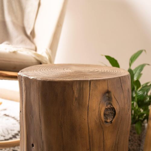 COSIEST Outdoor Wood Tree-Trunk End Table