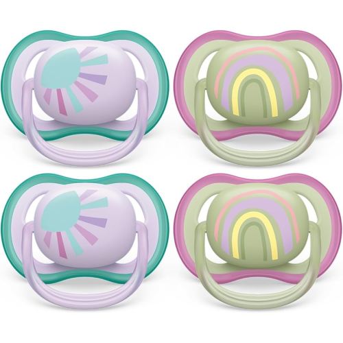 Philips Avent Ultra Air Pacifier - 4 x Light, Breathable Baby Pacifiers for Babies Aged 0-6 Months, BPA Free with Sterilizer Carry Case, SCF085/51