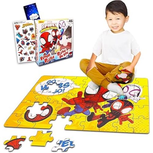 Amazing Spiderman Floor Puzzle for Kids Ages 3-5, Jumbo 36" x 24" Bundle