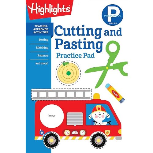 Preschool Cutting and Pasting: Scissor Skills Activity Book for Preschoolers, Practice Cutting Paper & More (Highlights Learn on the Go Practice Pads)