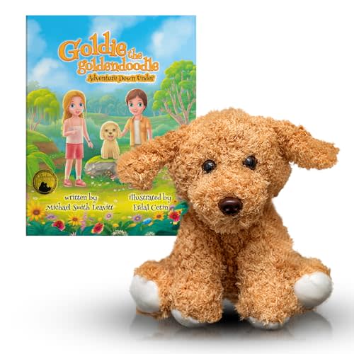 LAHEY LANE Goldie The Goldendoodle Stuffed Animal and Award Winning Children's Storybook, Storybook with Ultra Soft Golden Retriever Stuffed Animal with Storybook Set (Ages 3-8)