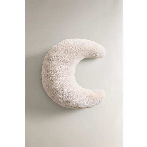 CHILDREN’S FAUX FUR MUSLIN MOON THROW PILLOW