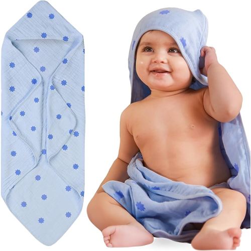Nitara Baby Hands-Free Hooded Towel - 100% Organic Premium Muslin Cotton
