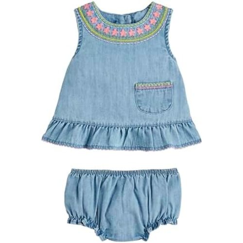 Mud Pie baby-girls Children's Rainbow Floral Pinafore Set