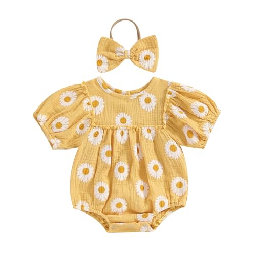 FYBITBO Newborn Infant Baby Girls Clothes Summer Short Sleeve Rompers Bubble Bodysuit Cute Outfit One Piece Clothing