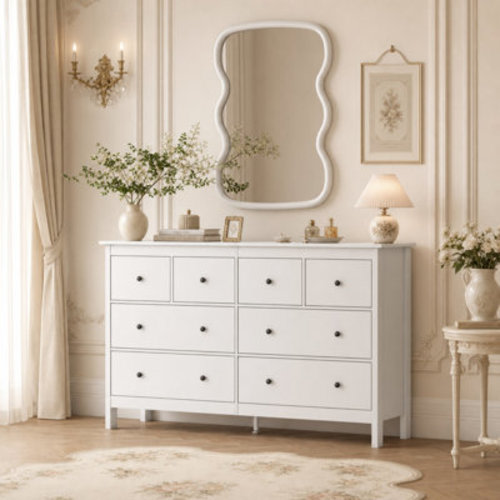 Ebern Designs 50" Modern Wooden 8 Drawer Dresser, Chest of Drawers with Smooth Drawer Slides & Anti-Tip Kit for Bedroom | Wayfair