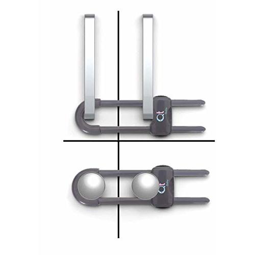QT BABY Baby Proofing Cabinet Locks | Adjustable U Shaped Baby Safety Latches for Drawers, Fridge, Closet |Modern Baby Proofing Cabinet Lock with Extra Secure Lock Buttons (Pack of 2)