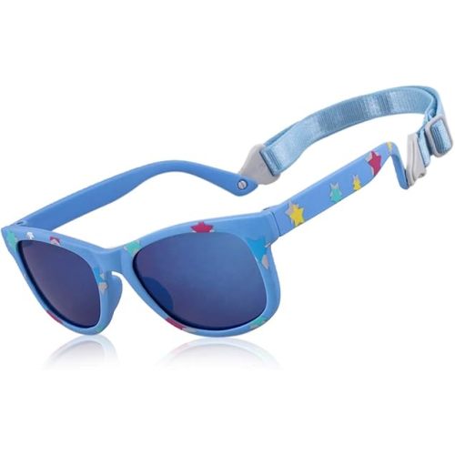 MAXJULI Baby Infant Sunglasses Safe, Soft, With Adjustable Strap 0-24 Months BPA Free 7002