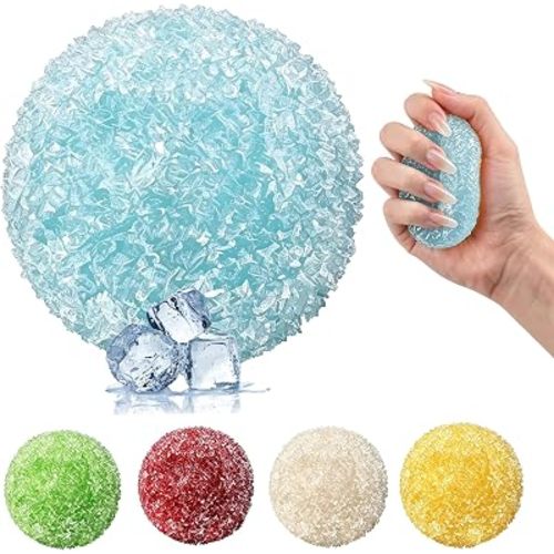 Crunchy Squishy Stress Ball, 2026 New Ice Squishies Skin Fidget Sensory Squeeze Ball, Slow Rising Dumplings Squishy for Stress Relief (Blue)