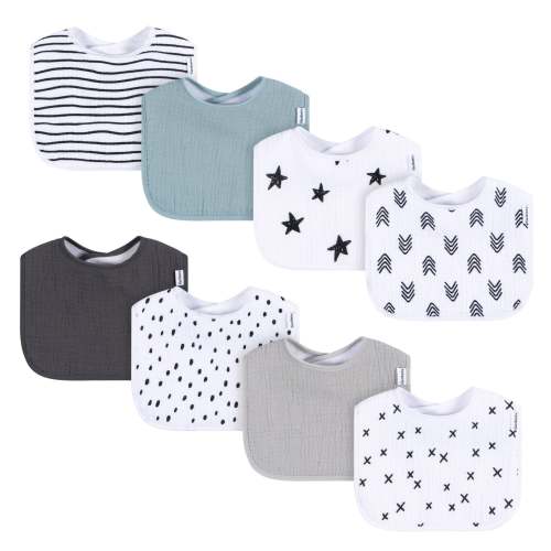 8-Pack Baby Neutral Black & White Muslin Drooling Bibs – Gerber Childrenswear