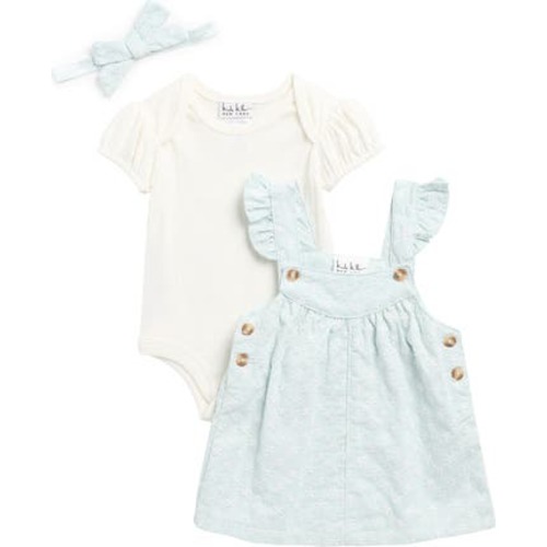 Floral Embroidered Dress, Bodysuit & Headband Set