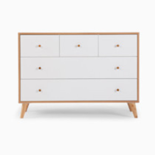 dadada Austin 5-Drawer Dresser - White/Red Oak