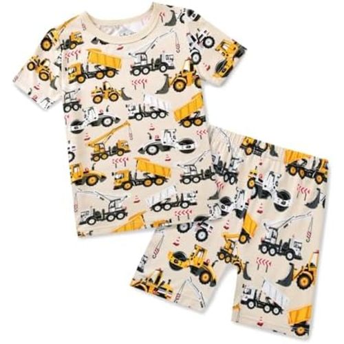 Bamboo Viscose Toddler Car Pajamas Boys Girls Kids Short Cool Summer 12M-8Y Snug fit Pjs Set 2pcs