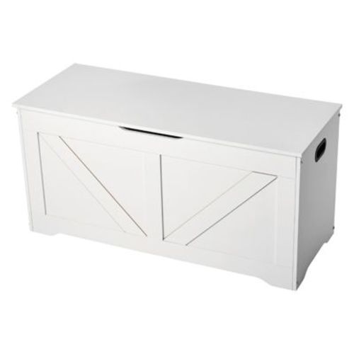 VEVOR Kids Storage Bench, Wooden Toy Box Chest, Large Storage Cabinet with Safety Hinge, Toddlers Storage Bench for Playroom, Living Room, White