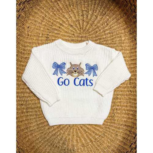 Girls UK Go Cats Embroidered Sweater - Girls Kentucky Wildcats Gameday Sweater - Baby/Toddler University of Kentucky Basketball Outfit