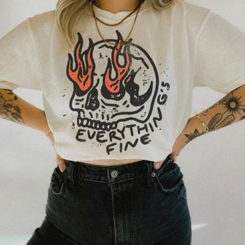 Everything's Fine Shirt Comfort Colors Boho Hippie Clothes Rock - TikTok Shop