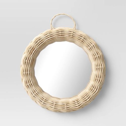 Mini Wicker Decorative Wall Mirror Brown - Threshold™