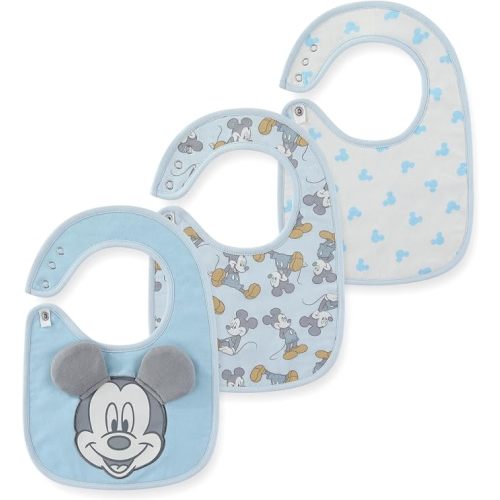 Disney Pooh Mickey Minnie 3 Pack Baby Bibs Soft Absorbent Drool Bibs for Teething and Feeding Newborn to Infants Essentials