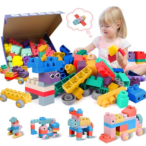 ROHSCE Soft Building Blocks for Toddlers, Large Building Blocks Stacking Blocks for Babies 6 Months and Up Stem Toddler Gifts, Teething Toys, 40 PCS