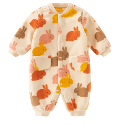 Dave&Bella Baby Girls/Boys Playful Multi-print Soft Fleece One-Pieces – Dave & Bella
