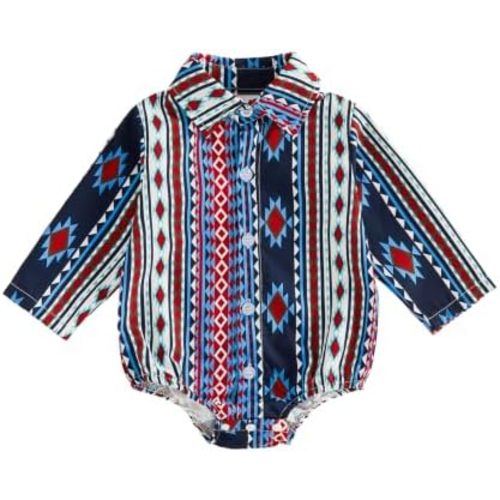 BULINGNA Infant Baby Boy Cowboy Shirt Romper One-Piece Jumpsuit Western Clothes
