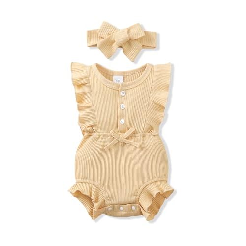 Renotemy Newborn Infant Baby Girl Clothes Rompers Summer Jumpsuits Short Sleeve Romper Infant Baby Clothes Girl