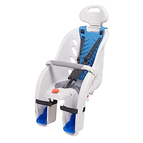 Schwinn Deluxe Child Bike Carrier, Seats one Kid Ages 1+, Frame Mount, Adjustable Safety Harness, Quick Release Design, Comfortable Padding, Rear-Mounted Child Bike Seat for Toddler