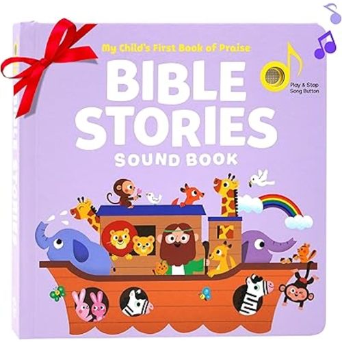 Bible Stories Christian Sound Books for Kids - 6 Bible Songs - Christmas, Baptism, Christening, Dedication Gifts for Boys and Girls - Religious Toys, Music Books for Toddlers 1-3