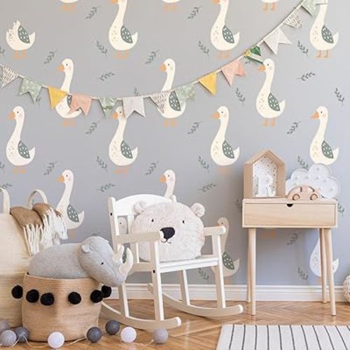 Goose Wall Decals,Peel and Stick Boho Goose Wall Sticker, Vintage Boho Chic Removable Stickers, Small Goose Wall Stickers,for Nursery Baby Bedroom Playroom Living Room Murals.