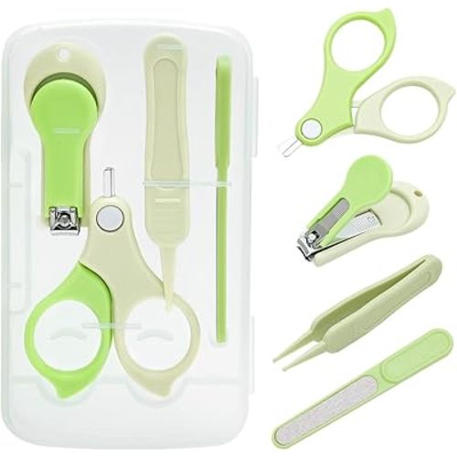 babygoal Baby Nail Flie Care Kit - 4-Piece Gentle Nail Trimmer & File Set with Safety Stopper | Painless Clipping for Newborns & Infants | Portable Case (Green) ZJCT02-B