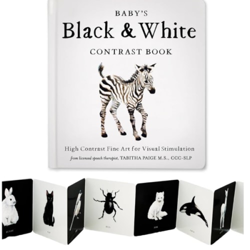 Baby's Black and White Contrast Book: High-Contrast Art for Visual Stimulation at Tummy Time (Tabitha Paige Children's Book Series)