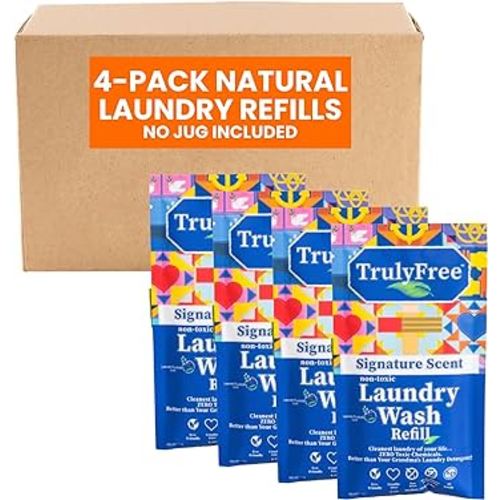 Laundry Wash, Signature Scent, Sensitive Skin Natural Detergent, Laundry Supplies for Baby Clothes, Plant-Based, No Harmful Ingredients. (200 Loads)