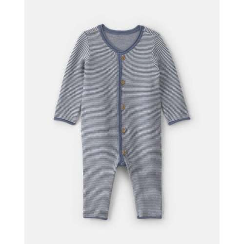 Baby Boy Striped Long-Sleeve Jumpsuit - Navy Blue | Carter's