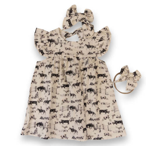 Western Serenity Cotton Linen Dress/Matching Bow – Cowkid Clothing Company