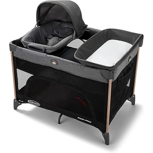 Graco Pack n’ Play Close2Baby Playard with Baby Bassinet, Changing Table, Portable Infant Seat, Milan